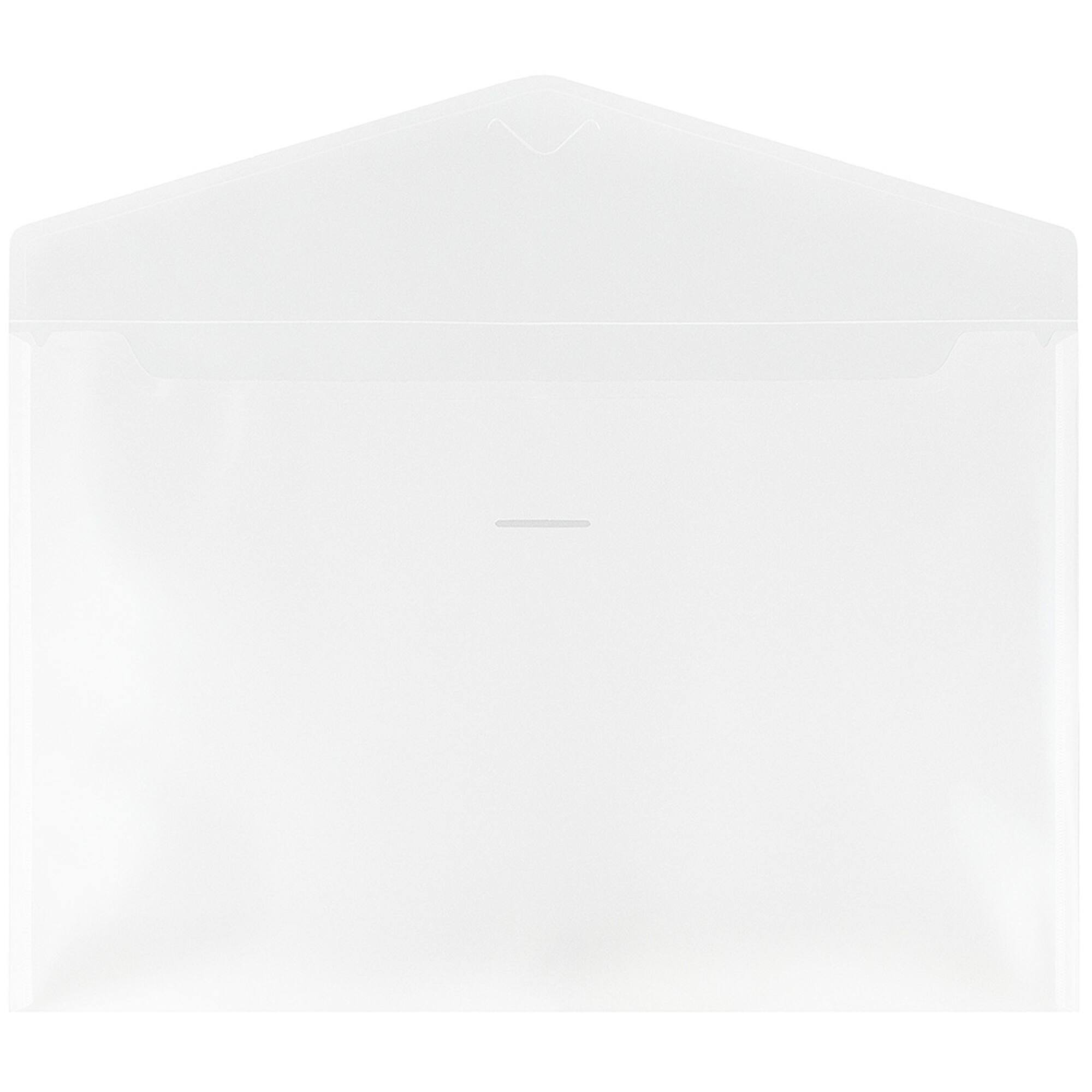 JAM Paper 12" x 18" Clear Plastic Tuck Flap Closure Envelopes, 12ct.